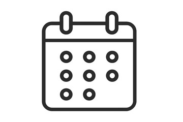 Calendar icon vector symbol. Schedule, date, and appointment planner concept. Time management and agenda illustration. Event reminder graphic for web and app. Linear outline design.