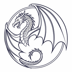 Vector art of dragon in circle illustration