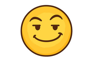 Fototapeta premium Smug emoticon with a confident smile. Proud emoji face vector illustration. Arrogant, satisfied, and pleased facial expression. Cartoon know-it-all smiley concept design.