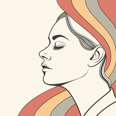 Vector art of woman with retro hair style