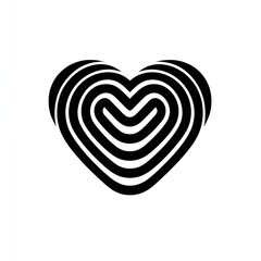 Obraz premium Black heart symbol with concentric, wavy lines