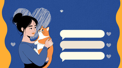 Yellow Blue Cute Illustration Pet Shop Presentation 