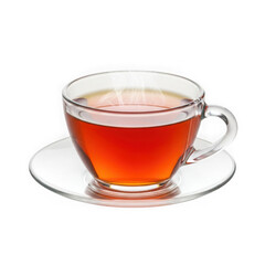 Steaming cup of hot tea on a saucer ready for enjoyment