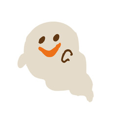 手描き風かわいいオバケのイラスト ハロウィン用ゴーストキャラクター素材