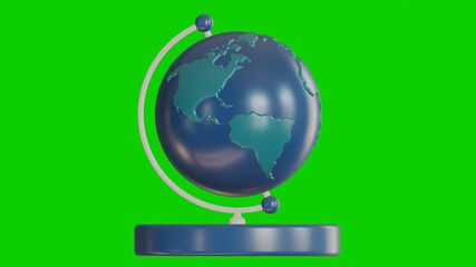 Earth Globe 3d on green screen, Globe model rotating 3D Animation - Powered by Adobe