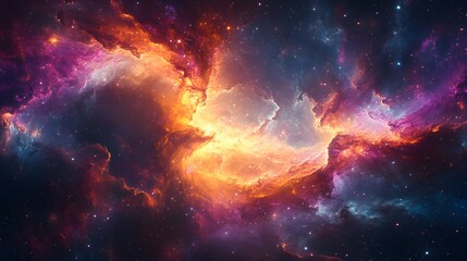 Naklejka premium Vibrant Nebula in the Vastness of Space