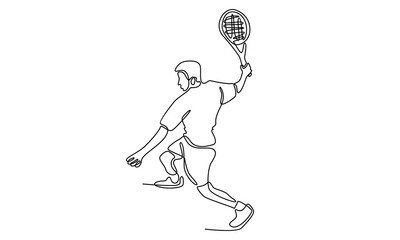 continuous line art of tennis player vector illustration