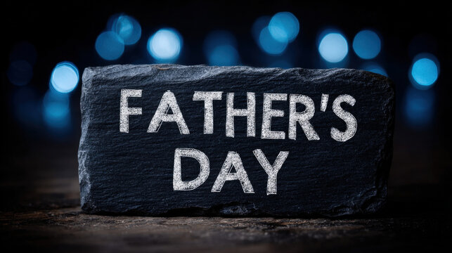 Elegant Father's Day background with glowing blue and silver bokeh lights