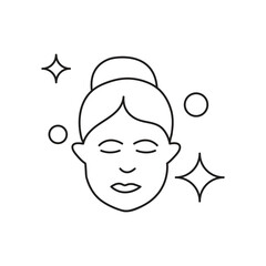 Face Mask Sheet Icon ? Skincare Beauty Treatment, Woman Face Line Vector Illustration..eps