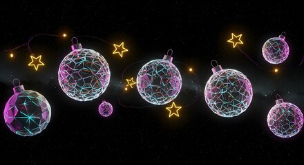 Abstract visualization of digital particles floating in black background with glowing effects