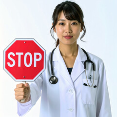 STOPサインを出す若い女性医師