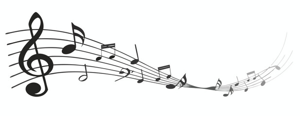 Music notes wave isolated, group musical notes abstract background – vector for stock   © RABBI