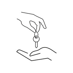 Key in Hand Icon . Rental, Real Estate, Car Hire, Agent and Broker, Home and Auto Sale, Deale rand Landlord ? Thin Line Vector.eps