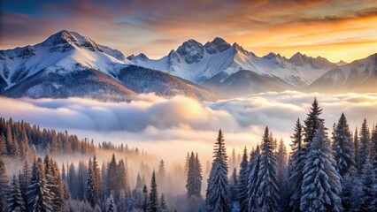 Obraz premium Misty Mountainside at Dawn
