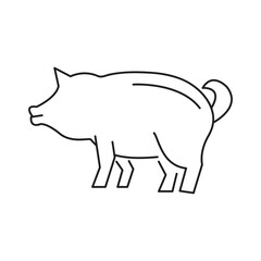 Pig Icon, Piggy Bank Silhouette, Linear Vector Illustration..eps