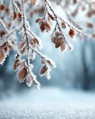 Obraz premium Frosted window frame with pastel blue gradient background for New Year design