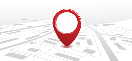 GPS navigator pointer on city map, navigation, logistics, geography, communication, transport, travel theme concept, location marking with a pin on a map © RABBI