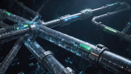 Futuristic network of interconnected pipes