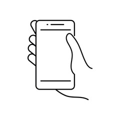 Smartphone in Hand Icon Vector ? Mobile Device Holding Symbol Illustration..eps