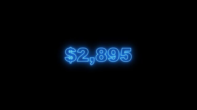 Blue Neon Dollar Amount 1718 Displayed Against Black Background business capital