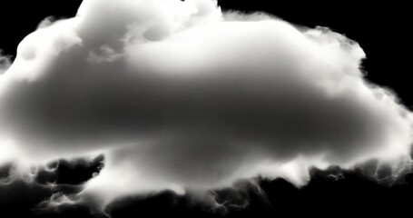 A realistic, fluffy cloud drifting against a dark background, evoking a serene atmosphere - Powered by Adobe
