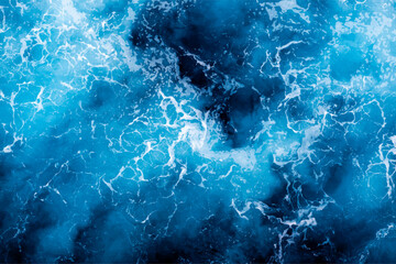 Ocean water texture. Top view of captivating water with foam. Can be used in covers, packaging, posters, textures, wallpapers, art and design projects. Awesome vector illustration.