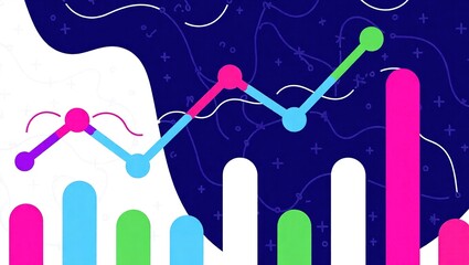 Colorful Abstract Business Growth Chart and Bar Graph Illustration.