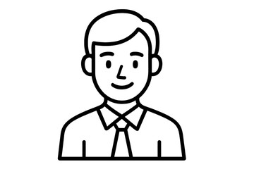 Simple line art man avatar icon. Businessman symbol. Male person character for business. Vector illustration of employee, manager, office worker. User profile pictogram.