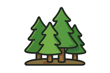 Forest trees icon. Pine, spruce, fir tree group symbol for nature, park, and outdoor concepts. Simple flat cartoon vector graphic for apps and web design. Ecology sign.