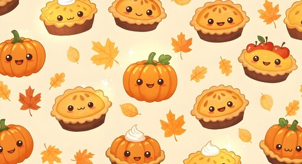 Obraz premium Cute Thanksgiving Pie Wallpaper