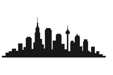 City skyline silhouette vector illustration. Urban cityscape panorama with skyscrapers and buildings. Modern metropolis downtown architecture. Town graphic for banner background.