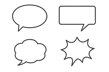Speech bubble outline set. Vector chat, talk, and thought bubbles. Comic dialogue box collection. Message and communication icon. Editable stroke graphic element for design.