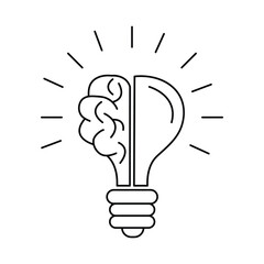 Brain Idea Light Bulb Icon, Creative Thinking Vector..eps