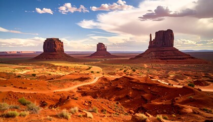 Vast red desert landscape with iconic buttes