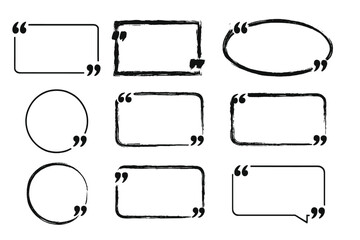 Obraz premium Grunge quote box frame set. Hand-drawn brush stroke quotation templates. Texting boxes and speech bubbles for blog posts and testimonials. Vector illustration design elements.