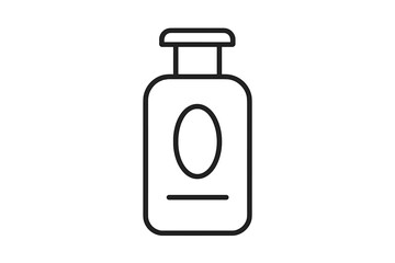 Fototapeta premium Cosmetic bottle thin line icon. Skincare product package. Shampoo or lotion container symbol for beauty, spa, and cosmetics. Minimal vector illustration for web design.