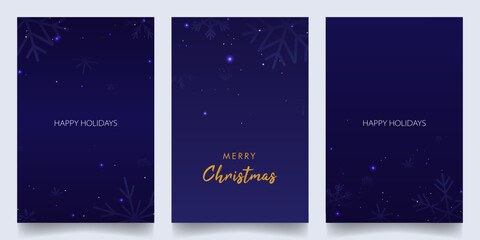 Holiday Card Templates with Snowflakes and Glitter with Copy Space