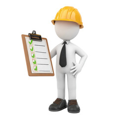 Construction Safety Checklist Character with Clipboard