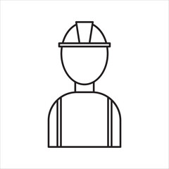 Builder icon, Construction worker, Silhouette symbol. Negative space, Raster isolated illustration, Worker with Hard Hat and Clipboard Icon, Inspection and Safety Checks.
