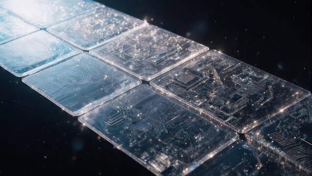 Futuristic satellite panel in space