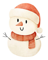Watercolor Illustration of a Snowman 