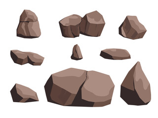 Various stones and large stones with abstract shapes