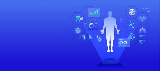 Biohacking Medical Technology Banner, The Future of Health and Mental Well-Being