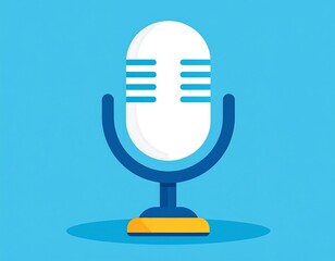 Blue microphone icon on gradient blue backdrop art