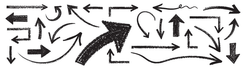 Aesthetic crayon arrow element collection design