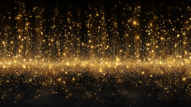 Abstract golden shimmer background with glowing gradient and central space for text