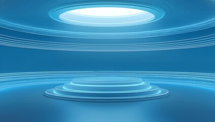 podium on blue minimal interior