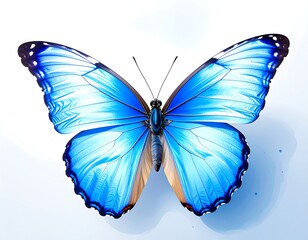 Fototapeta premium Brilliant blue butterfly with outstretched wings