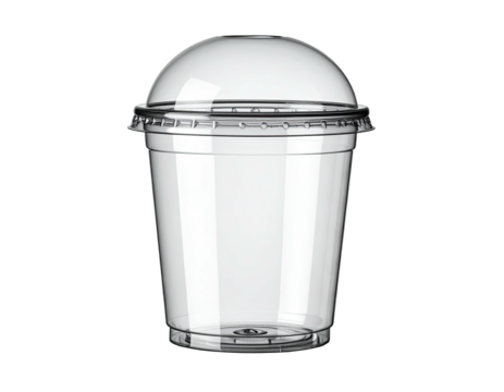 Clear plastic disposable cup with lid