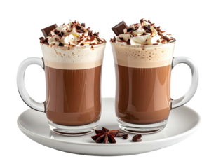 Two mugs of hot chocolate